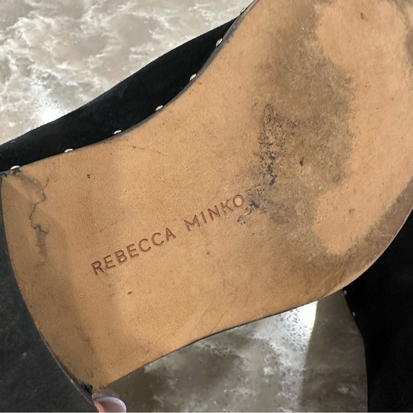 Rebecca Minkoff Madysin Black Suede Silver Studded Booties size 7 - Picture 12 of 13